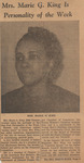Mrs. Marie G. King is Personality of The Week