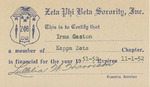 Kappa Zeta Chapter Member Card by Zeta Phi Beta Sorority Incorporated