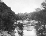 The Randol Mill's log dam in Trinity River