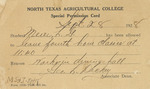 Special Permission Card by North Texas Agricultural College