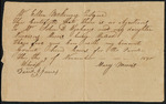 Letter of marriage consent from Mary Morris to Collin McKinney