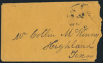 Envelope of letter addressed to Collin McKinney.