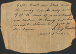 A letter containing a promissory note to Collin McKinney and a receipt of payment