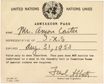 United Nations Admission Pass for Mr. Amon Carter