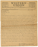 Telegram from Amon G. Carter sent to Ben Fairless of the U.S. Steel Corporation