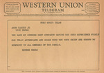 Telegram from George Beggs to Amon Gary Carter by George Beggs