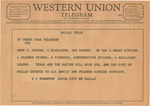 Telegram from Dallas Mayor R. L. Thornton to the Fort Worth Star-Telegram by Robert Lee Thornton