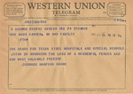 Telegram from Durwood Manford to Mrs. Amon Carter, Sr. and family