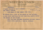 Telegram from Hoyt Williams to Mrs. Amon G. Carter by Hoyt Williams