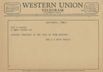 Telegram from The A. A. Bush Family to Roy E. Carter