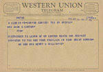 Telegram from Mr. and Mrs. Henry C. Gillispie to Minnie Meacham Carter by Henry C. Gillispie and Henry C. (Mrs.) Gillispe