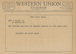 Telegram from Marjorie and David Belew to Amon G. Carter, Jr. by Marjorie Belew and David Belew