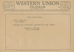 Telegram from Harold A. Owen, Sr. to Amon G. Carter, Jr. by Harold A. Owen Sr.