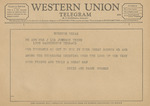 Telegram from Susie and Harry Mosser to J. Lee Johnson, III and Ruth Carter Johnson by Susie Mosser and Harry Mosser