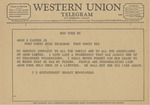 Telegram from J. D. Gortatowsky to Amon G. Carter, Jr. by J. D. Gortatowsky