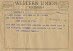 Telegram from The Newhouse Family to Minnie Meacham Carter by Newhouse