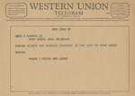 Telegram from Frank J. Nicht and Association to Amon G. Carter, Jr. by Frank J. Nicht