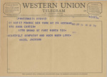 Telegram from Hazel Jackson to Minnie Meacham Carter by Hazel Jackson