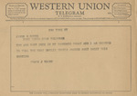 Telegram from Frank J. Nicht to James M. North by Frank J. Nicht