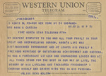 Telegram from Julius Ochs Adler to Minnie Meacham Carter by Julius Ochs Adler