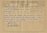 Telegram from Bernard Baruch to Amon G. Carter, Jr. by Bernard Baruch