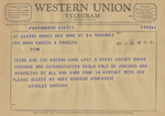 Telegram from Stanley Marcus to Minnie Meacham Carter and Family