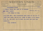 Telegram from Paul Garrett to Minnie Meacham Carter by Paul Garrett