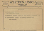 Telegram from The Newhouses to Ruth Carter Johnson