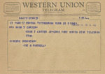 Telegram from Joe H. Russell to Minnie Meacham Carter