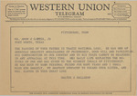 Telegram from Walter S. Hallahan to Amon G. Carter, Jr.