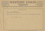 Telegram from Lucy Maderia Wing to Ruth Carter Johnson by Lucy Maderia Wing