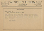 Telegram from Chip Robert to Amon G. Carter, Jr. by Chip Robert