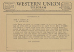 Telegram from Bob Anderson to Amon G. Carter, Jr. by Bob Anderson