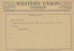 Telegram from Oswald Ryan to Amon G. Carter, Jr.