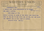 Telegram from Senator Price Daniel to Minnie Meacham Carter by Price Daniel