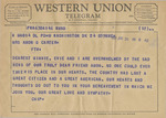 Telegram from Chip to Minnie Meacham Carter