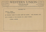 Telegram from Alfred Alofsin to James M. North by Alfred Alofsin