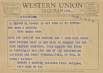 Telegram from Howard C. Sheperd to Minnie Meacham Carter by Howard C. Sheperd