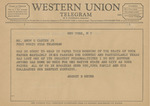 Telegram from August B. Meyer to Amon G. Carter, Jr. by August B. Meyer