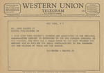 Telegram from Sylvester L. Weaver, Jr. to Amon G. Carter, Jr. by Sylvester L. Weaver