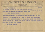 Telegram from W. Alton Jones to Minnie Meacham Carter