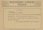 Telegram from Ward Greene to James North by Ward Greene