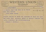 Telegram from Charles E. Merrill to Minnie Meacham Carter by Charles E. Merrill