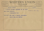 Telegram from John Ringling North to Minnie Meacham Carter by John Ringling North