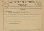 Telegram from Arthur S. Thompson to James A. North by Arthur S. Thompson