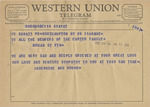 Telegram from Josephine and Bruno to all the members of The Carter Family