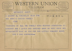 Telegram from Mrs. O. Max Gardner to The Amon G. Carter Family by O. Max Gardner