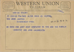 Telegram from Dorothy and John Galbreath to Minnie Meacham Carter by Dorothy Galbreath and John Galbreath