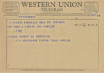 Telegram from N. G. Henthorne to Minnie Meacham Carter by N. G. Henthorne