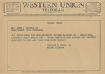 Telegram from Richard L. Jones, Jr. to Amon G. Carter, Jr.